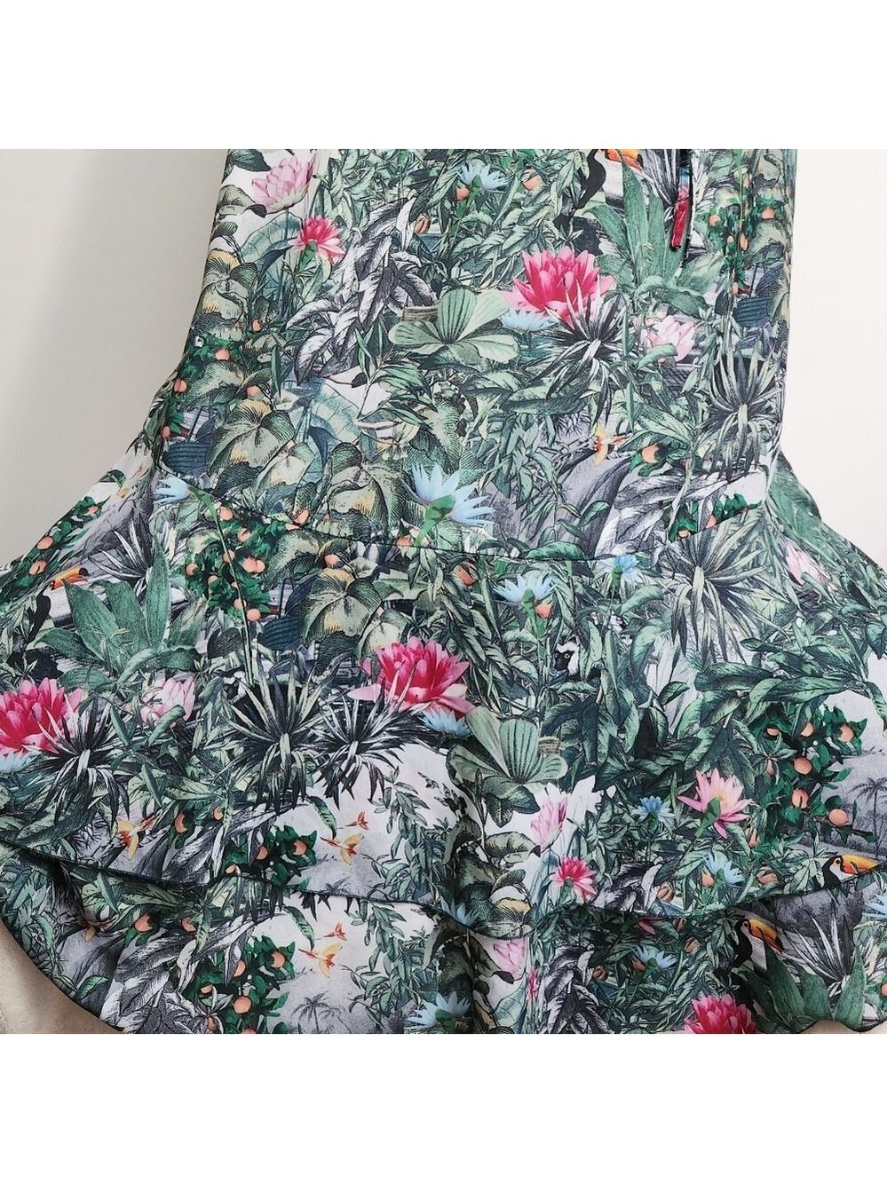 H&M Conscious Collection Green Tropical Print Floor Length Dress Size 10 - Picture 10 of 14